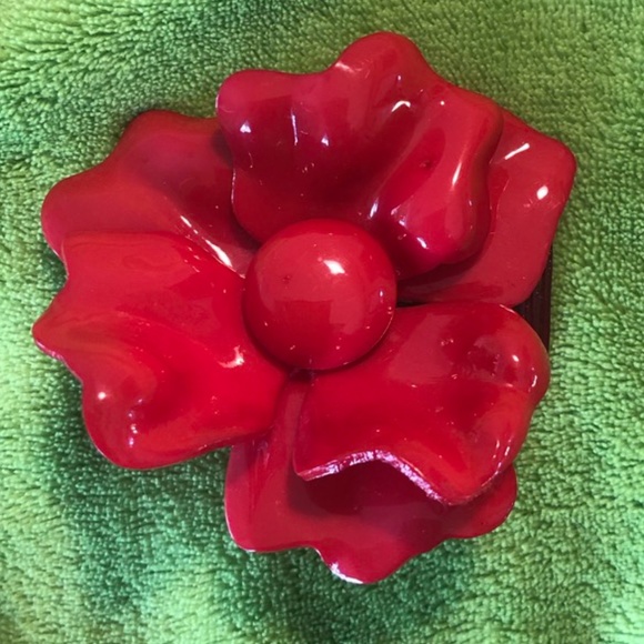 Vintage 80s hair comb with rose - Picture 5 of 5